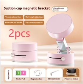 Foldable Magnetic Vacuum Car Phone Holder Foldable Suction Cup With Suction Cup Hands-Free Navigation For Smart Phone (Option: Cherry Blossom Powder 2pcs)