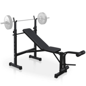 Olympic Weight Bench Full Body Workout For Your Home Gym With Squat Rack And Bench Press (Color: Black)