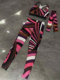 Women's Scarf Swimsuit Sexy 3 Pieces Bikini Set Designer Brand Beach Sports Swimwear (Color: yoga set headband, size: L)