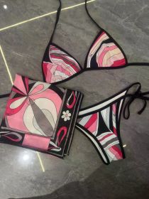 Women's Scarf Swimsuit Sexy 3 Pieces Bikini Set Designer Brand Beach Sports Swimwear (Color: bikini scarf, size: L)