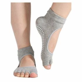 Non-Slip Yoga Socks for Women Pilates Barre (1- or 2-Pair) (Color: Grey, Option: 1-Pair)