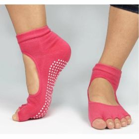 Non-Slip Yoga Socks for Women Pilates Barre (1- or 2-Pair) (Color: Red, Option: 1-Pair)