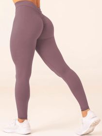 High Waist Yoga Pants For Women, Seamless, Scrunch Butt, Elastic, Ultra-Soft Comfort Fit, Solid Color Sports Leggings (Color: Brown, size: S)