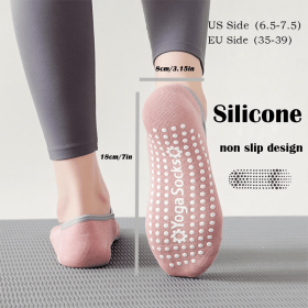 Yoga Socks For Women Non-Slip Grips Straps For Added Balance And Stability Ideal For Pilates Pure Barre Ballet Dance Barefoot Workout (Group: Women, Color: Pink purple green)